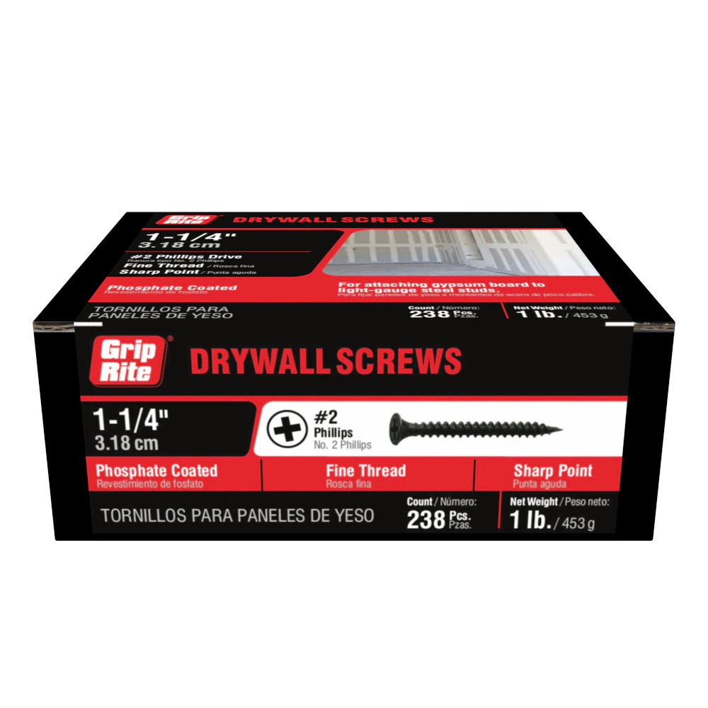 Grip-Rite #6 x 1-1/4-in Bugle Fine Thread Drywall Screws 1-lb ( 238 -Pack ) | 114DWS1 | Lowe's