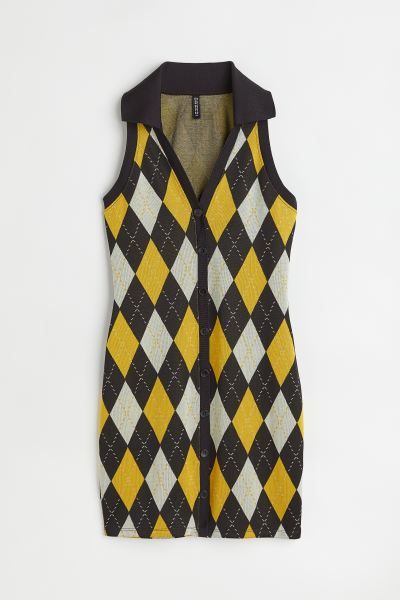 Jacquard-knit Dress - Black/argyle - Ladies | H&M US | H&M (US + CA)