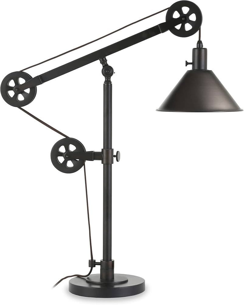 Henn&Hart 29" Tall Pulley System Table Lamp with Metal Shade in Black, for Home, Living Room, Bed... | Amazon (US)