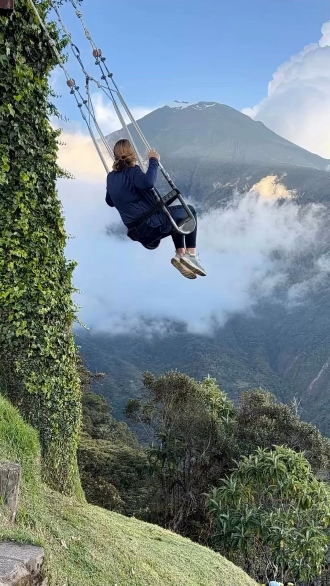 High in the Ecuadorian wilderness sits Casa del Árbol, it is at about 8,530 feet (2,600 meters) above sea level, it keeps watch over the active volcano Mt. Tungurahua from its cliffside lookout. I visited the famous swing on the cliff with just a small seatbelt and nothing but open air beneath you- super scary but an amazing view and experience. 
The park is also full of beautiful flowers and trees that are always blooming and beautiful because of the perfect weather and volcanic soil. (I’m sure I took too many photos of all the amazing flowers and plants!) 
This is a hidden treasure in this area of the world, it was also where the famous winning National Geographic photo was taken named “The Swing at The End of the World”
#travelphotography #ttctourweek #contiki #baños #adventuretravel @contiki