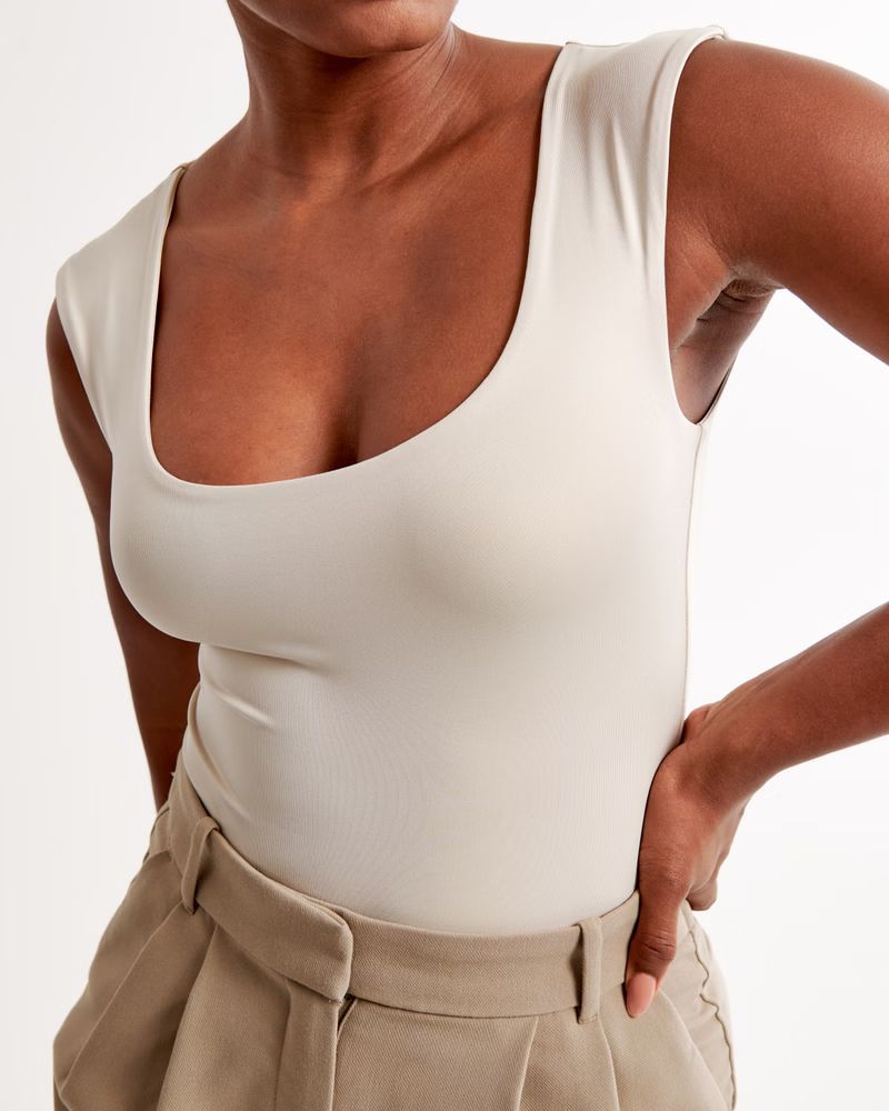 Sleek Seamless Fabric Cap Sleeve Bodysuit | Abercrombie & Fitch (US)