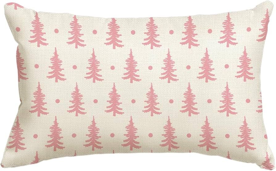 AVOIN colorlife Christmas Trees Pink Throw Pillow Cover, 12 x 20 Inch Xmas Winter Holiday Cushion... | Amazon (US)