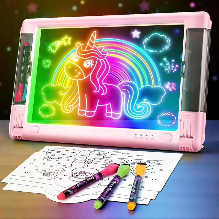 UKEXE 15 Inch Rechargeable LED Drawing Board - 9 Neon Light Modes, Portable Glow Art Tablet with ... | Walmart (US)