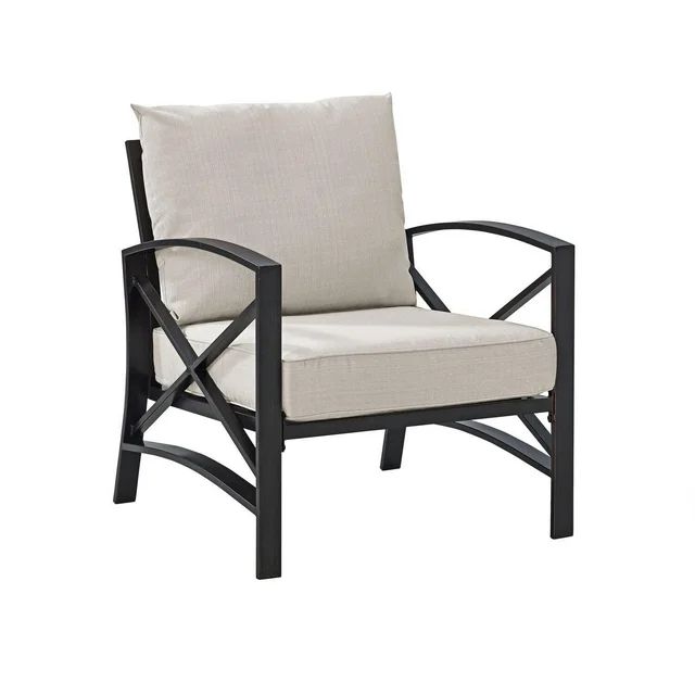 Crosley Furniture Kaplan Metal Patio Arm Chair in Oil Bronze and Oatmeal | Walmart (US)