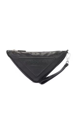 Prada Triangle Clutch Bag in Black | FWRD 