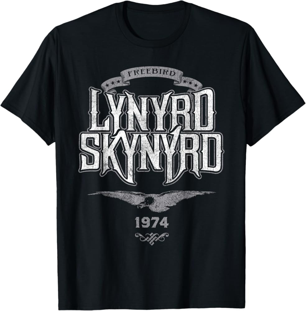 Lynyrd Skynyrd Freebird Retro Logo 1974 Rock Music 70s Gifts T-Shirt | Amazon (US)