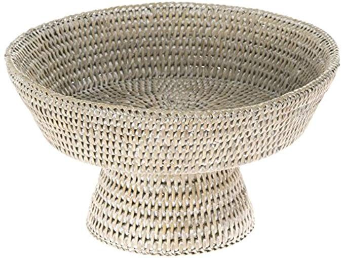KOUBOO La Jolla Pedestal Rattan Fruit Bowl, White Wash | Amazon (US)