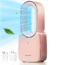 let'me Desk Fan, 11.8 Inch Bladeless Fan Mini Office Fan 4 Speeds with 5-Colors Ambient Light, US... | Amazon (US)