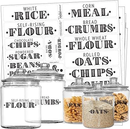 Talented Kitchen 154 Farmhouse Pantry Labels – 154 Kitchen Pantry Names – Food Stickers, Wate... | Amazon (US)
