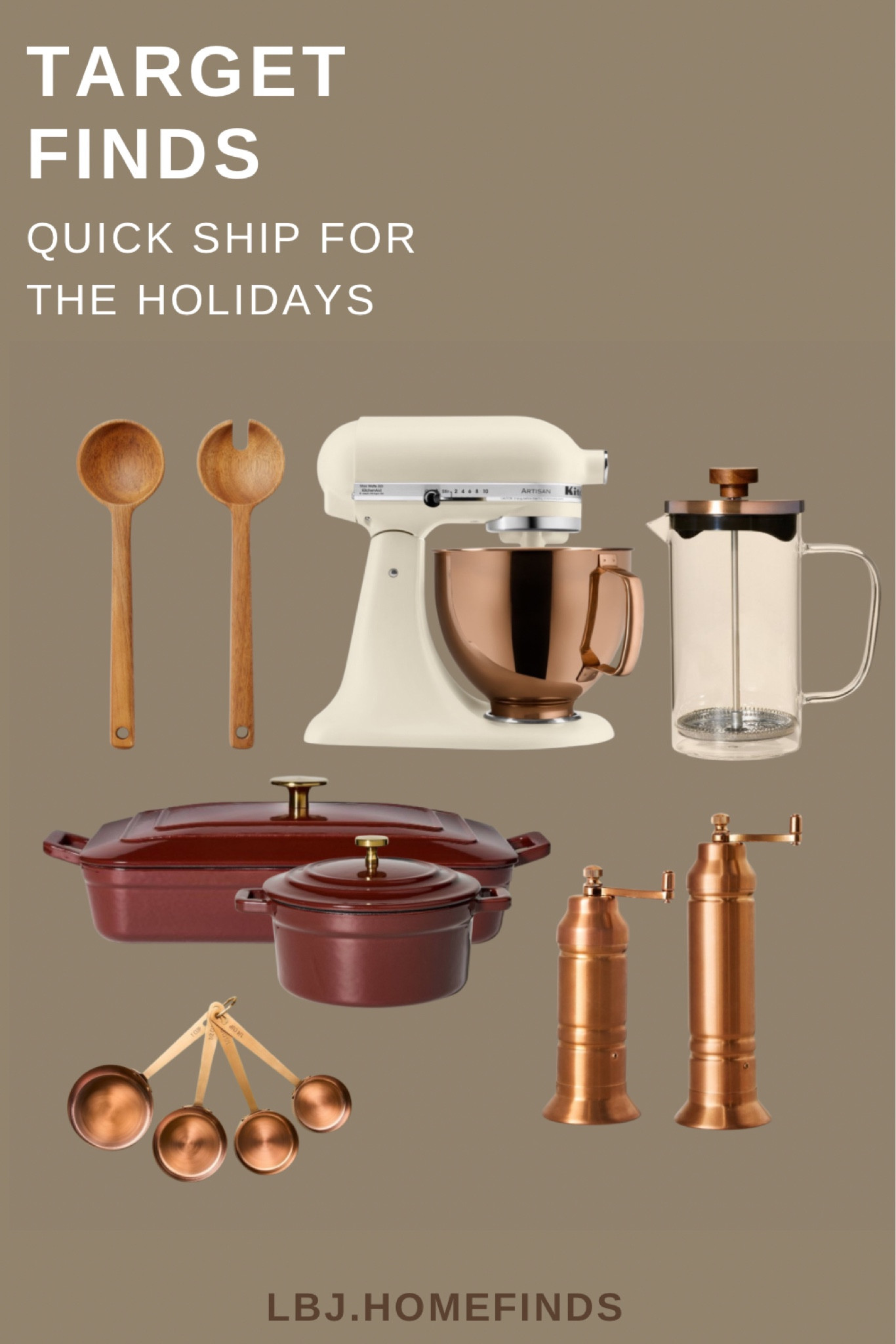 These Target home finds are perfect for the holidays — fast shipping, neutral tones, and timeless kitchen essentials you’ll use year-round. From an elevated stand mixer and French press to warm wood and copper accents, these pieces bring an effortless, curated feel to your kitchen or coffee bar. Ideal for holiday hosting, thoughtful gifting, or upgrading your everyday space with a luxury-for-less aesthetic.
Save this for quick-ship Target finds and neutral holiday kitchen inspiration 🤎

#LTKHome #LTKHoliday #LTKfoodie