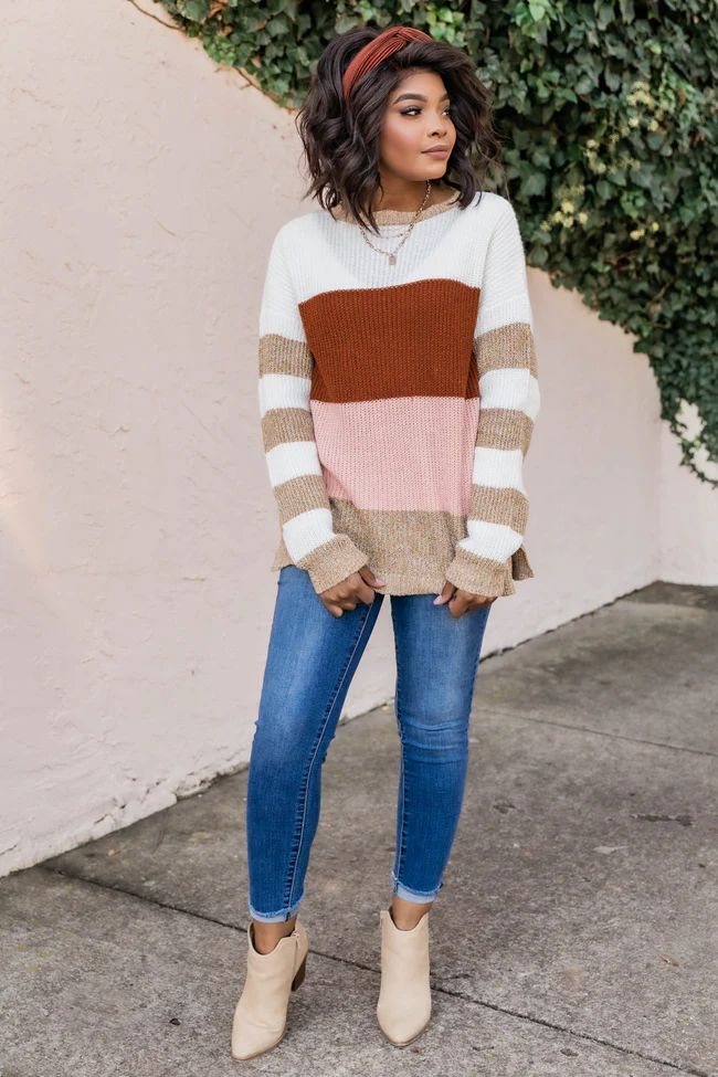 Cozy Afternoons Colorblock Sweater Pink DOORBUSTER | The Pink Lily Boutique