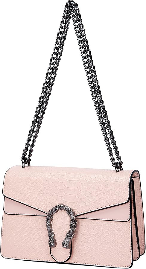 Leather Shoulder Bag Chain Purse for Women - Fashion Crossbody Bags Vintage Snake Print Underarm ... | Amazon (US)