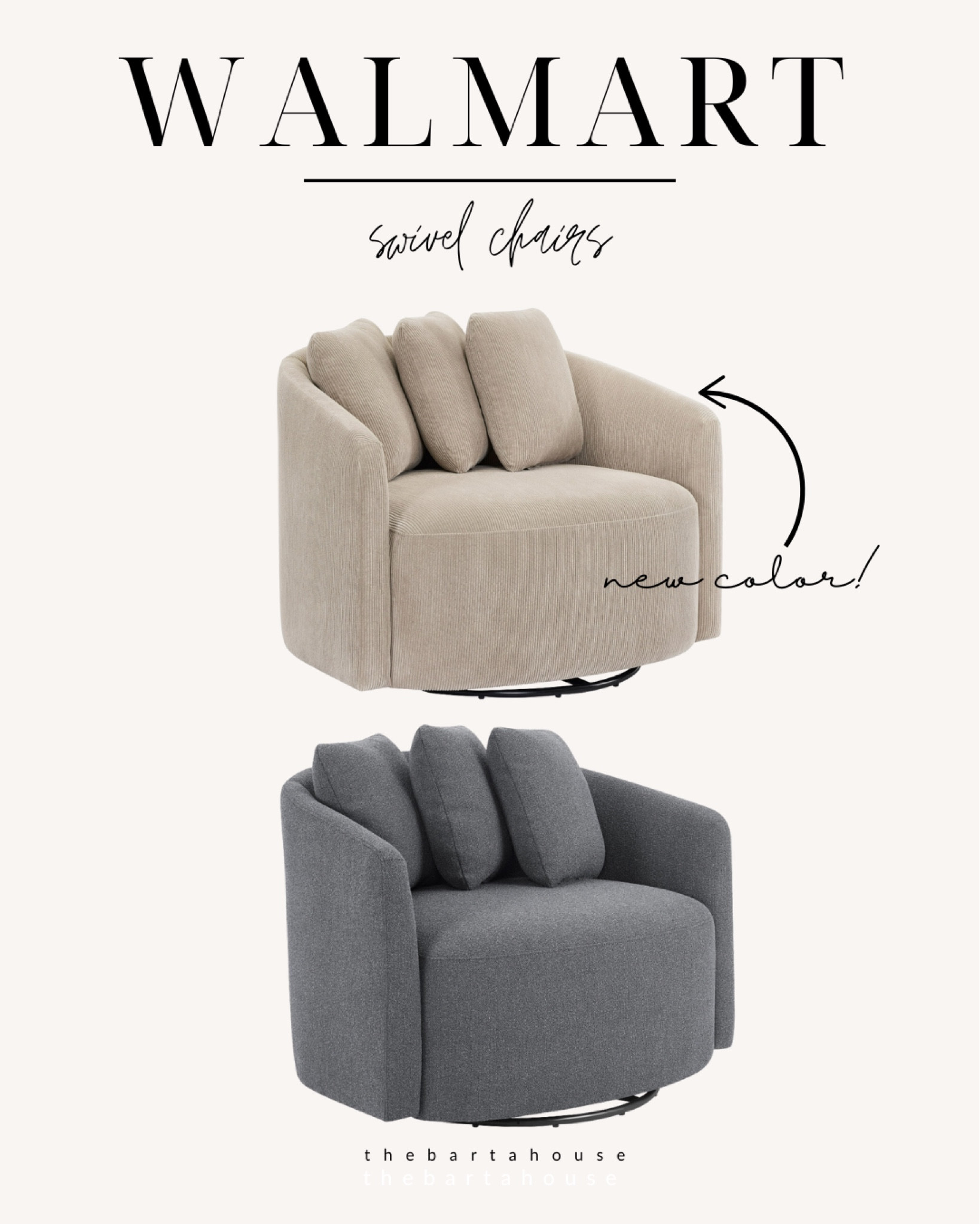 The same oversized swivel chair I have but it comes in a new color! 

#LTKHome