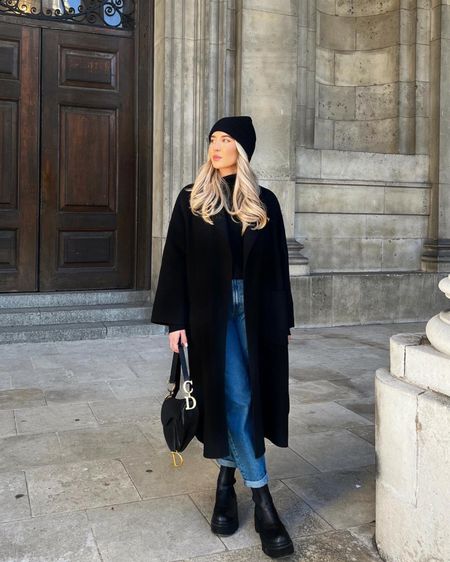 Blue jeans with a black outfit can look so chic! I’ve gone with a fave pair of mom jeans, black cashmere turtleneck jumper, black beanie, belted coat & dior saddle bag. Swap out the chunky boots for heeled ones to take it from day to night.

#LTKshoecrush #LTKeurope #LTKstyletip