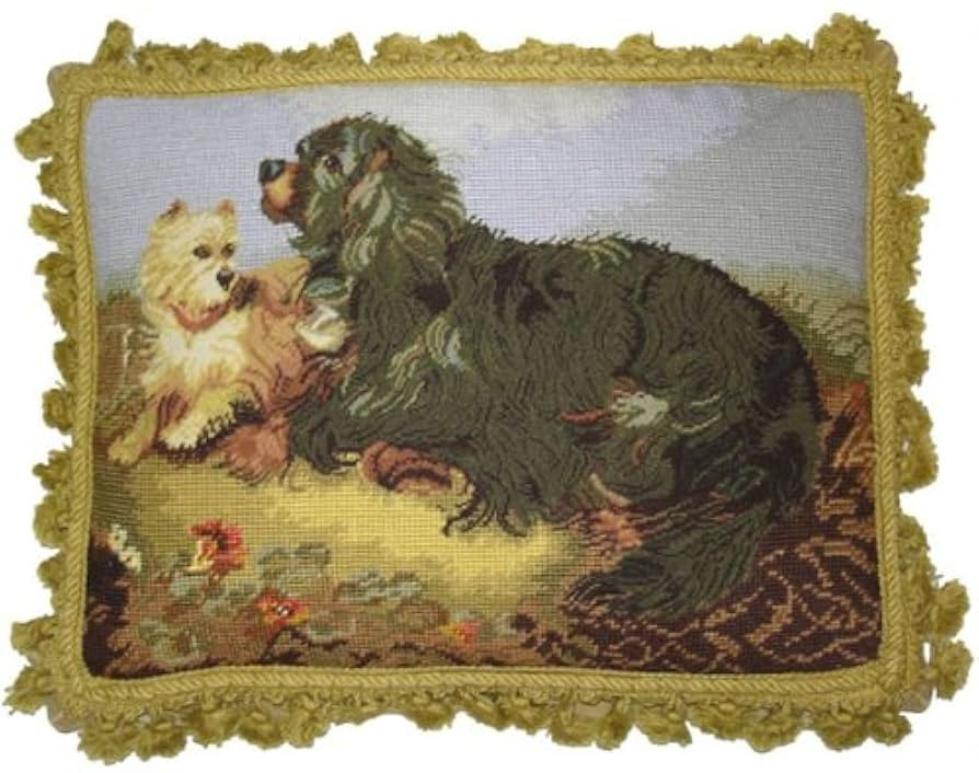 Dogs Playing - 14 x 18 in. needlepoint pillow | Amazon (US)