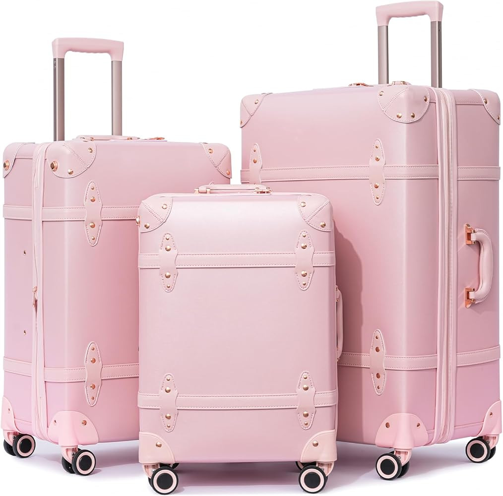 NZBZ Vintage Luggage Sets for Women Retro Suitcase Cute Vintage Expandable Luggage of 3 (Blush Pi... | Amazon (US)