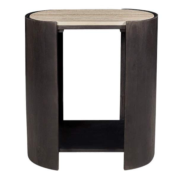 Adrianne Accent Table, Espresso Finish, Brown, Wood/stone, sold by At Home | At Home