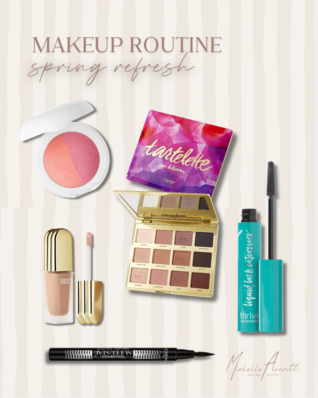 Here are some of my favorite new adds to my makeup routine for a stylish upgrade just in time for spring!

A neutral eye shadow palette, tubing mascara, concealer with caffeine, voluminous eyeliner, and 3-in-1 blush are the perfect additions to refresh your makeup routine.

mature beauty, mature skin, makeup routine, spring makeup 

 #LTKgrwm #LTKselfcare #LTKOver40