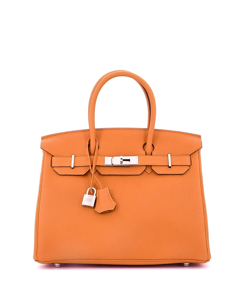 Pre-Owned HERMES Birkin 30 Handbag Orange Clemence with Palladium Hardware | Bloomingdale's (US)