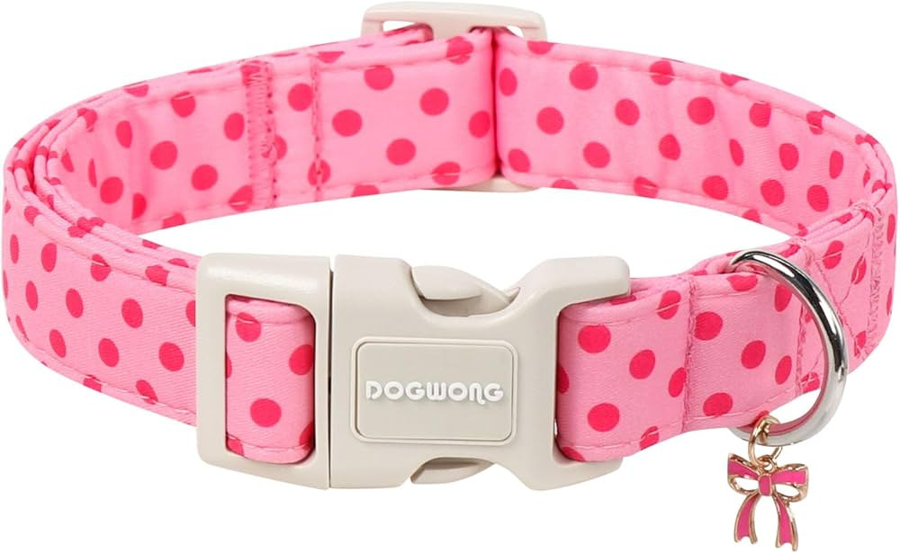 Pink Polka Dots Dog Collar for Small Dogs, Summer Spring Beach Hawaiian Dog Collars, Pink Girl Do... | Amazon (US)