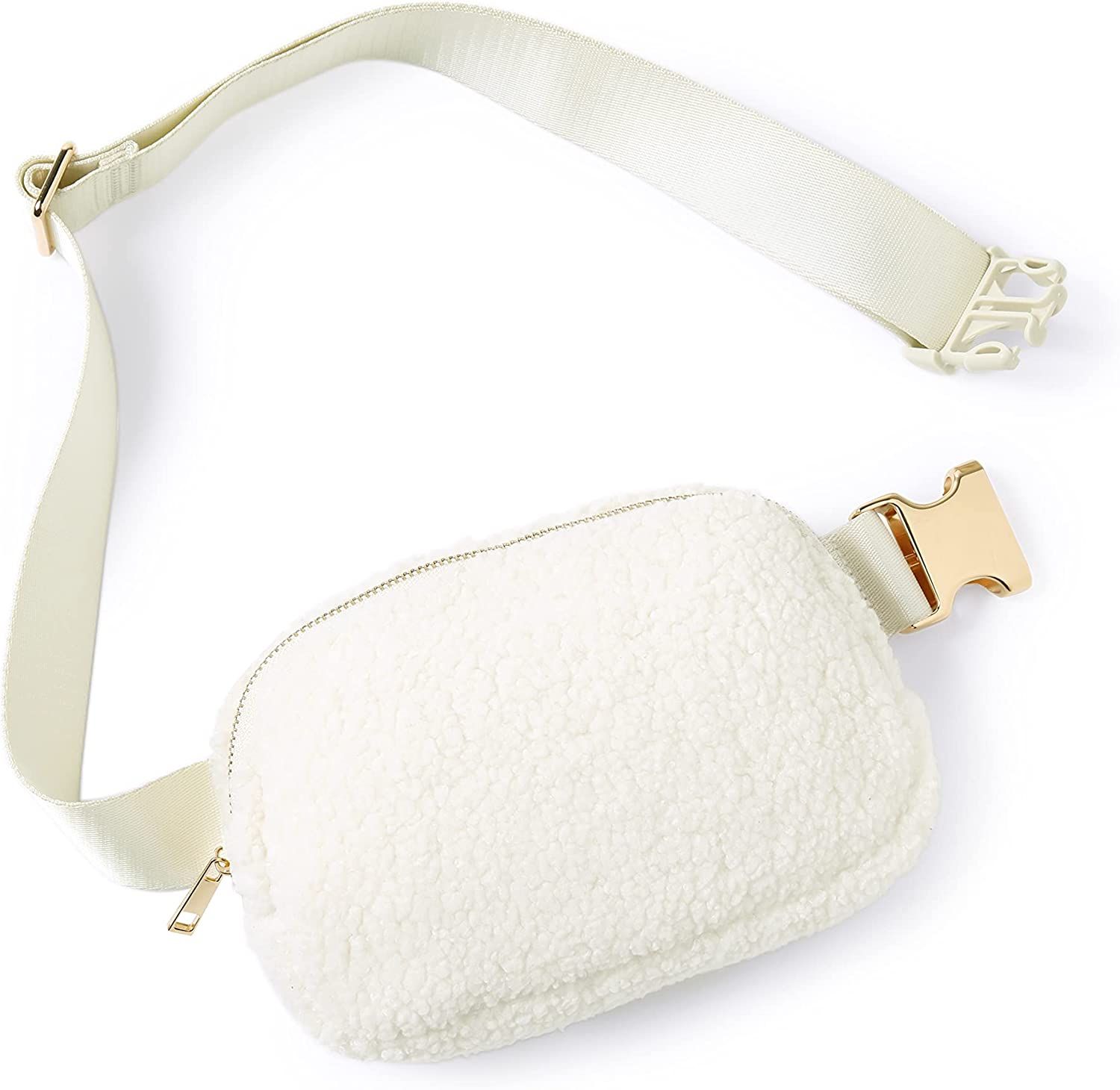 Amazon.com | ODODOS Fleece Mini Belt Bag with Adjustable Strap, Sherpa Small Waist Pouch Fanny Pa... | Amazon (US)