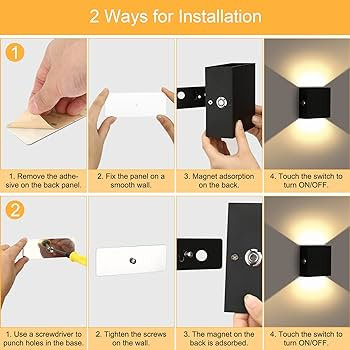 Lightess LED Wall Sconce Battery Powered Set of 2, Touch Control Dimmable Wall Lamp Rechargeable ... | Amazon (US)