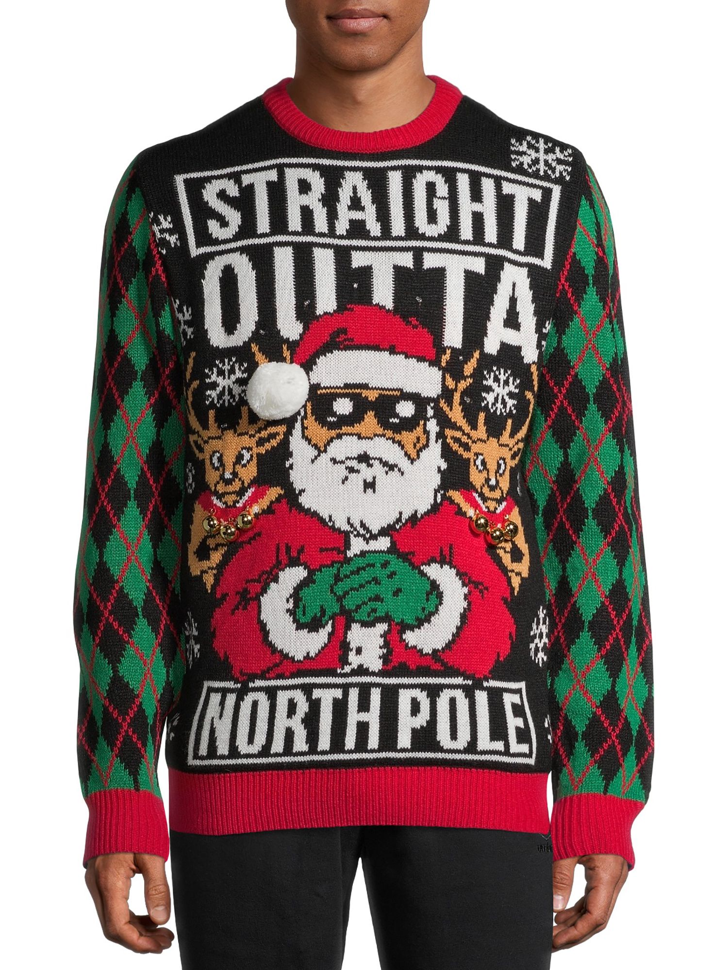 Holiday Time Men's and Big Men's Straight Outta North Pole Ugly Christmas Sweater | Walmart (US)