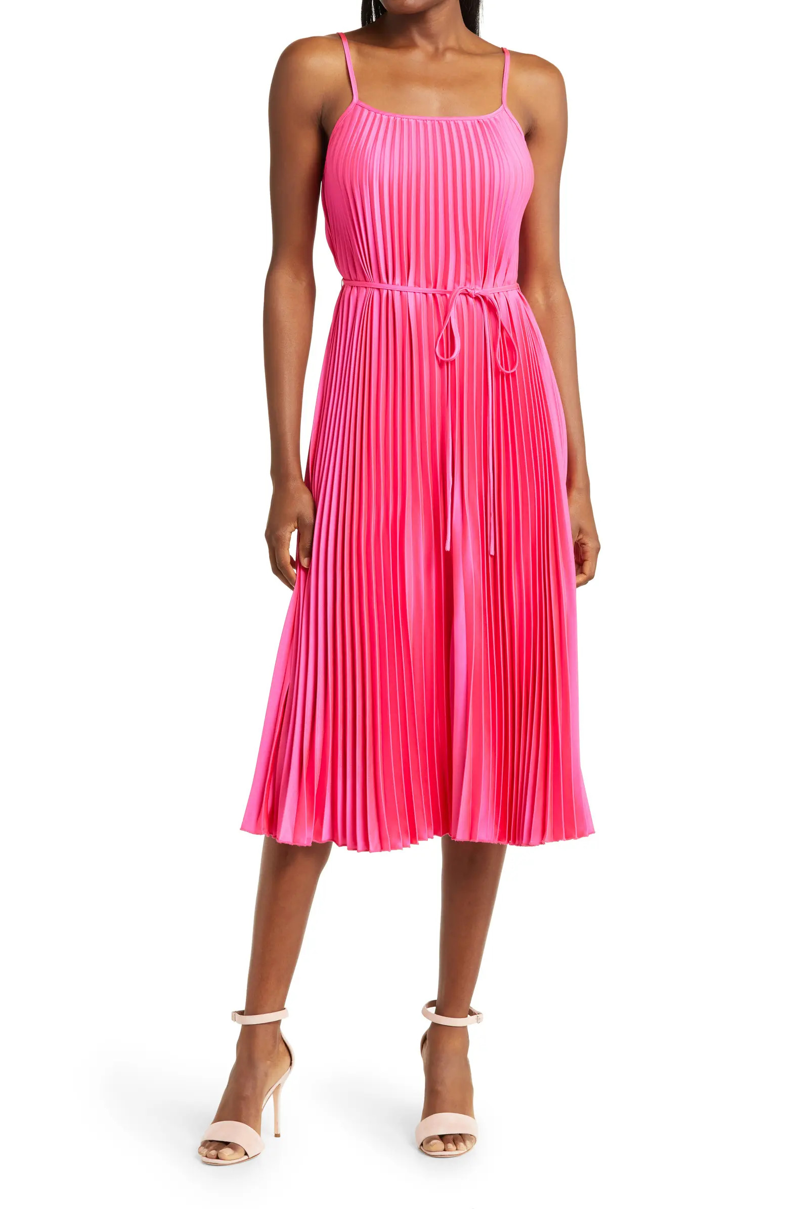 Sam Edelman Hammered Satin Plissé Dress | Nordstrom | Nordstrom