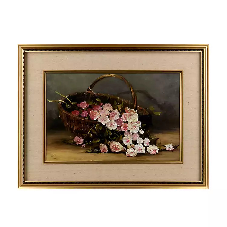 New! Pink Floral Picnic Basket Framed Art Print | Kirklands
