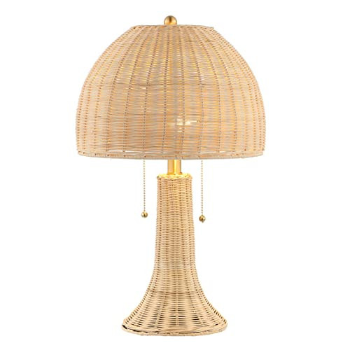 JONATHAN Y Joanie 2-Light Table Lamp 22" Rattan, Natural/Brass Gold | Amazon (US)
