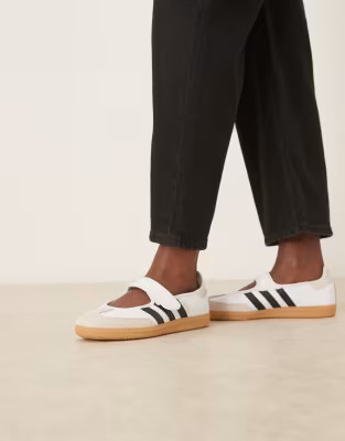 adidas Originals Samba mary jane ballet flats in white and black | ASOS | ASOS (Global)