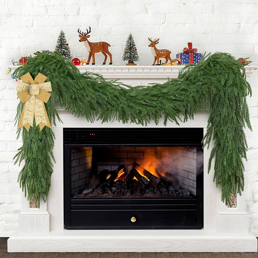 Palonu 1Pack 6Ft Artificial Norfolk Garland, Faux Christmas Greenery Touched Like Real Needles Pi... | Amazon (US)