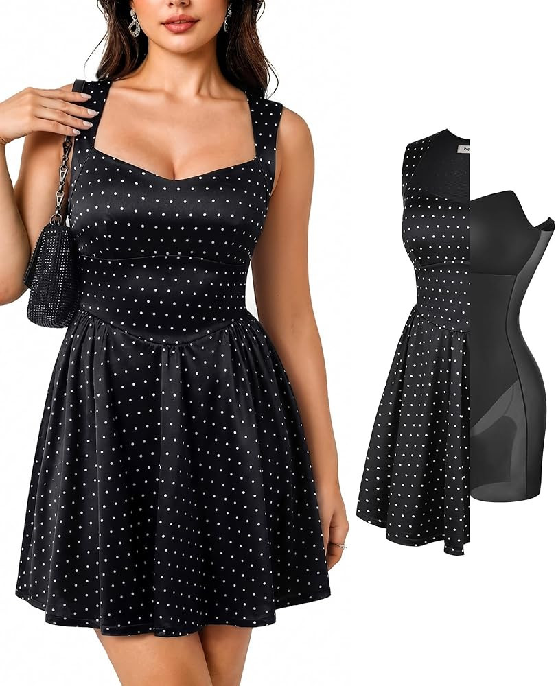 Popilush A Line Dresses for Women Summer Shapewear Mini Dress Elegant Sweetheart Neck Graduation ... | Amazon (US)