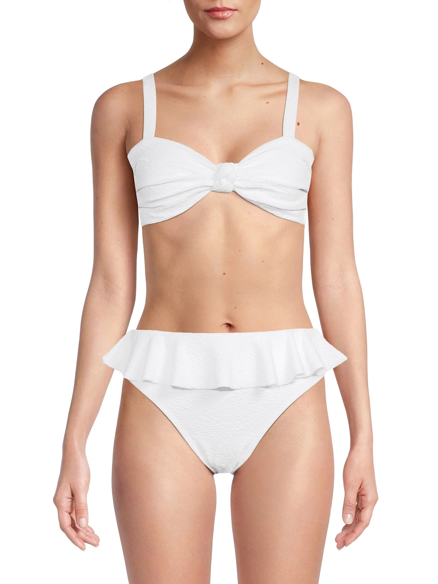 Time And Tru Women's and Women's Plus Popcorn Texture Swim Top | Walmart (US)