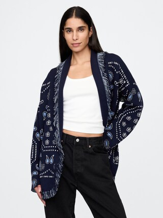 Cotton-Blend Fringe Shawl Cardigan | Gap (US)