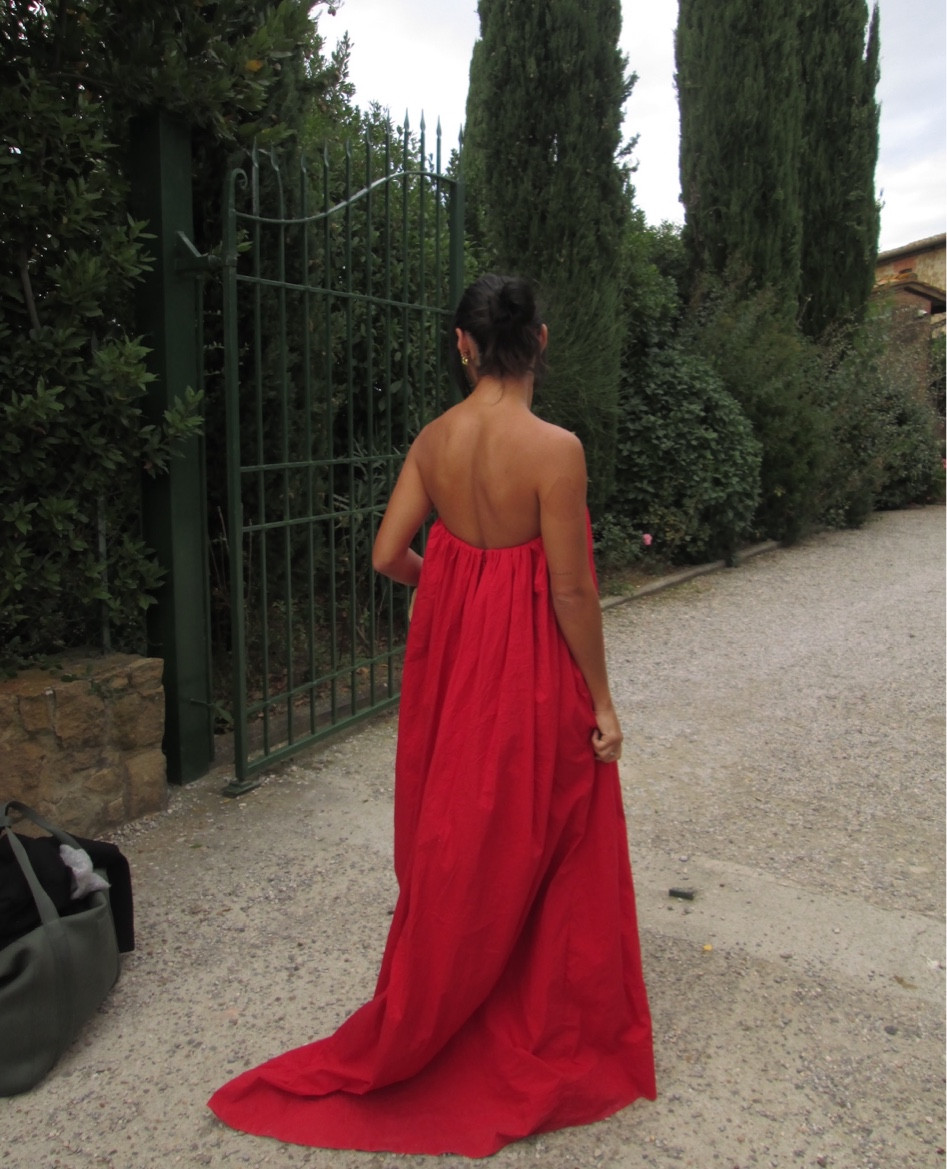 helsa red strapless dress Helsa The Stephanie Dress in Deep Red
