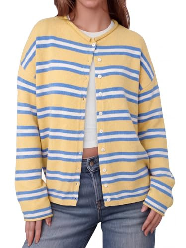 Saodimallsu Womens Button Up Long Sleeve Lightweight Knit Cardigan | Amazon (US)