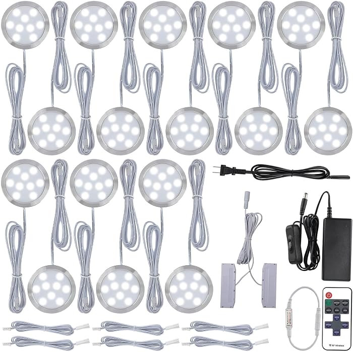 Under Cabinet LED Puck Lighting, Book Case Display Accent Lighting, Octopus Connection, 110VAC Wa... | Amazon (US)