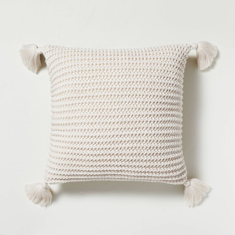 Chunky Knit Tassel Throw Pillow - Hearth & Hand™ with Magnolia | Target
