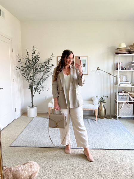 Easy simple outfit, great for wearing into the office too!

Pants are a large- bit snug in thighs
Top and blazer medium 



#LTKmidsize #LTKfindsunder100 #LTKSeasonal