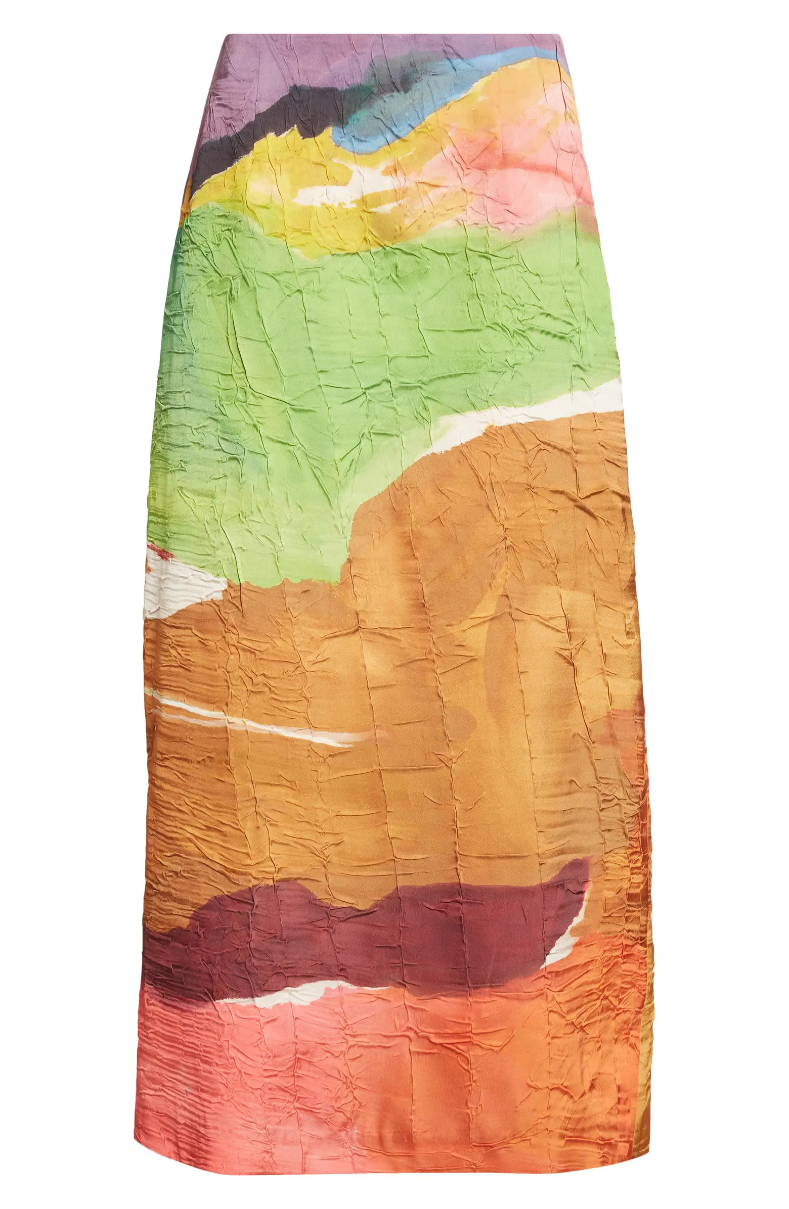 x Helen Frankenthaler Inez Crinkled Satin Pencil Skirt | Nordstrom