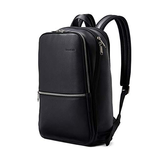 Samsonite Classic Leather Slim Backpack, Black, One Size | Amazon (US)