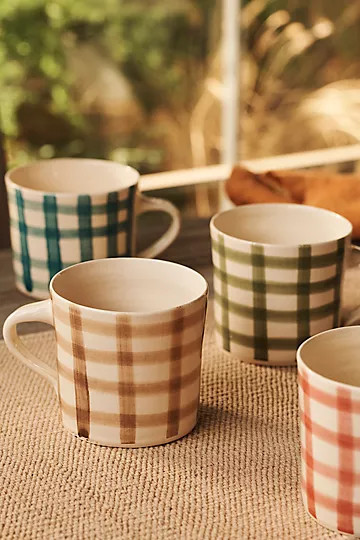 Color Wash Green Gingham Mug | Anthropologie (US)