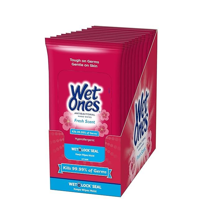 Wet Ones Antibacterial Hand Wipes, Fresh Scent Wipes | Travel Wipes Case, Antibacterial Wipes... | Amazon (US)