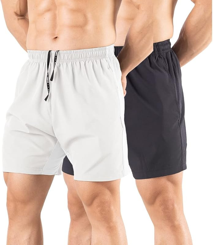 Gaglg Men's 5" Running Shorts 2 Pack Quick Dry Athletic Workout Gym Shorts with Zipper Pockets | Amazon (US)