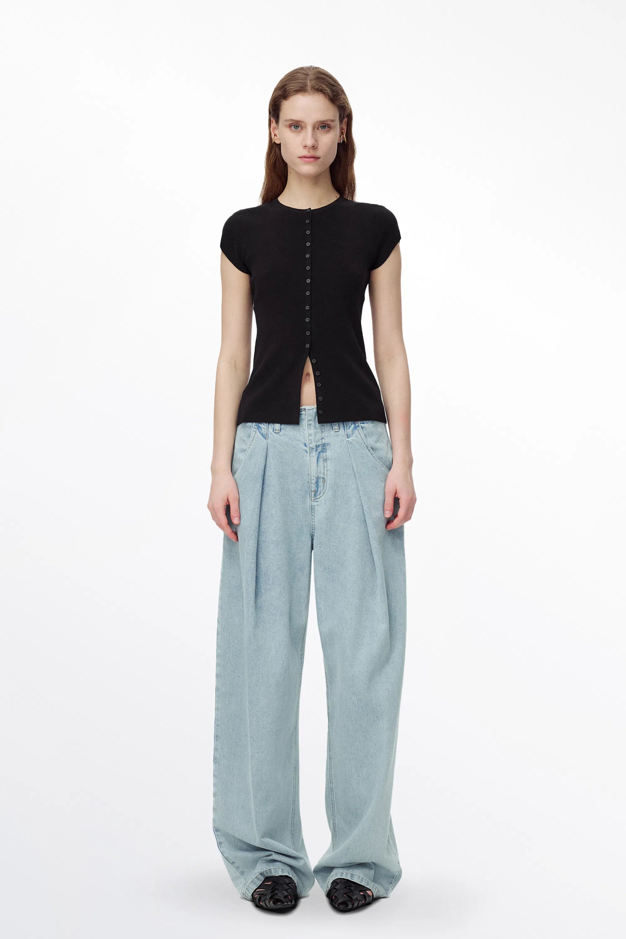 Row Slim Fitt Top in Rayon Blend Knit | Fabrique