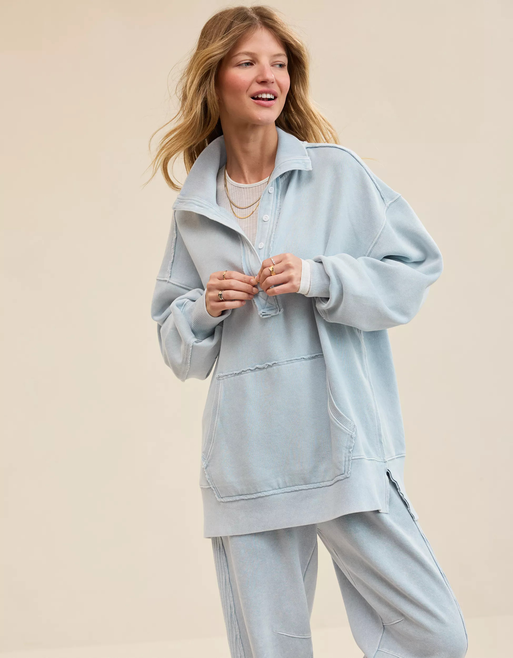 Aerie Vintage Popover Polo Sweatshirt | Aerie