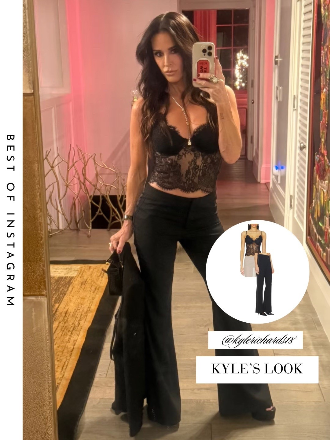 Kyle Richard’s Black Lace Cami 📸 = @kylerichards18