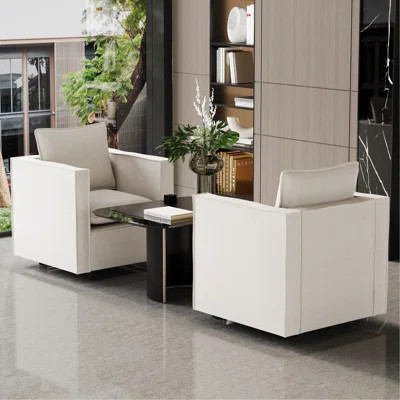 Decorative Chair, Comfortable Beige Single Sofa Chair Set Of 2, Soft And Breathable Seat Cushion, Soft Armchair, Modern Comfortable Sofa Chair In Bedr | Wayfair North America