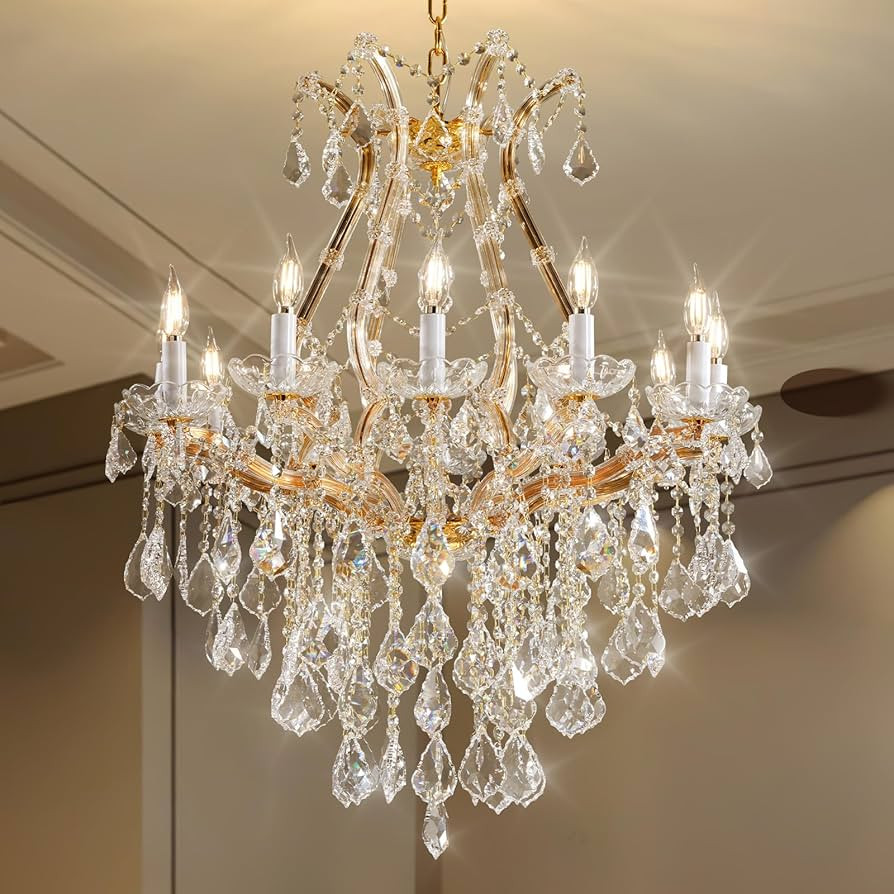 Gold K9 Crystal Chandelier Luxury Modern 12-Lighting Maria Theresa Chandeliers for Dining Room, E... | Amazon (US)